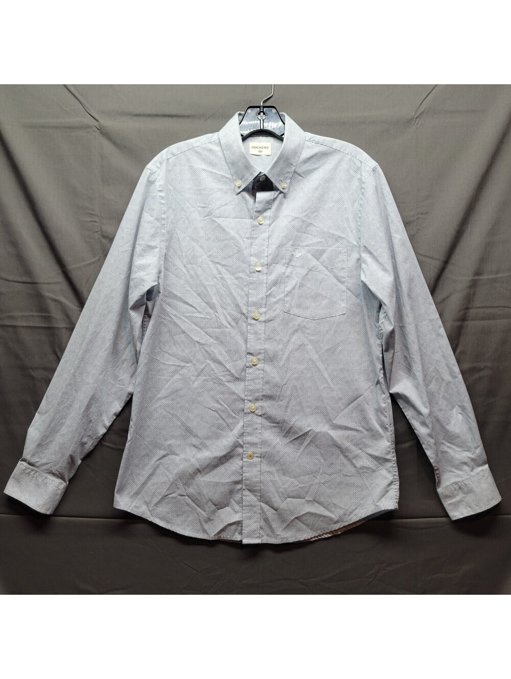 Dockers Button Up Shirt Mens Size Small Blue Diamond-like Pattern Long Sleeve